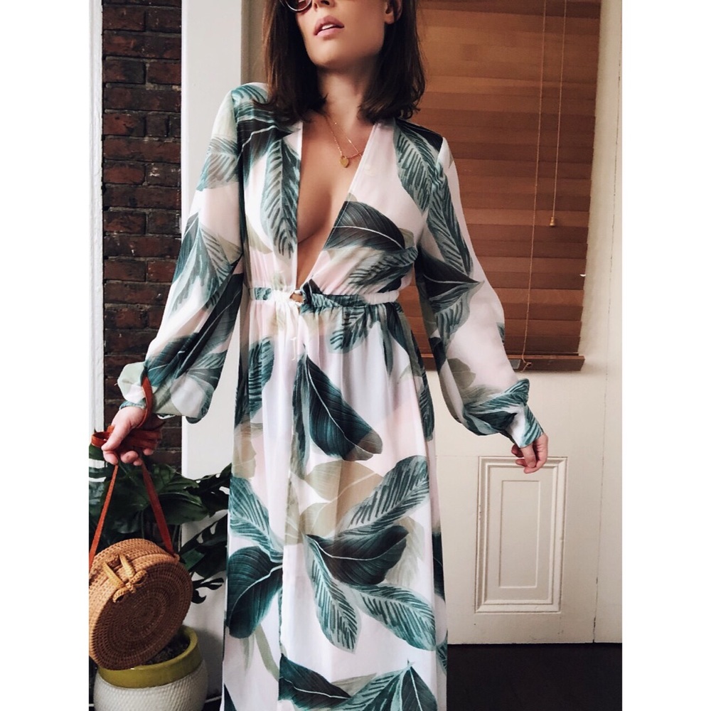 Last 1✨🆕Malibu Palm Leaf Kimono Beach Cover Up - Picture 5 of 8